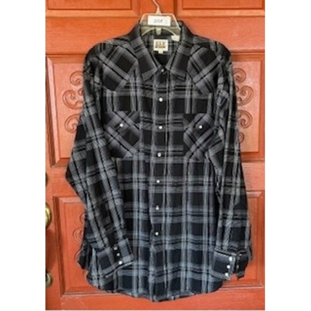 Retro‎ Ely Cattleman Western Shirt Black Plaid Snap Front Long Sleeve Mens XXL